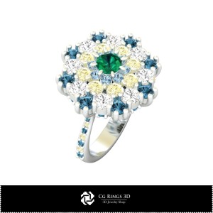 Anillo cóctel 3D para el hogar, Joyería CAD 3D, Anillos CAD 3D, Anillos cóctel 3D