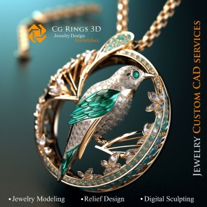 Ciondolo Uccello del Paradiso - Gioielli CAD 3D Home, IA - Gioielli CAD 3D, IA - Ciondoli CAD 3D