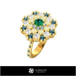 Anillo cóctel 3D para el hogar, Joyería CAD 3D, Anillos CAD 3D, Anillos cóctel 3D 2