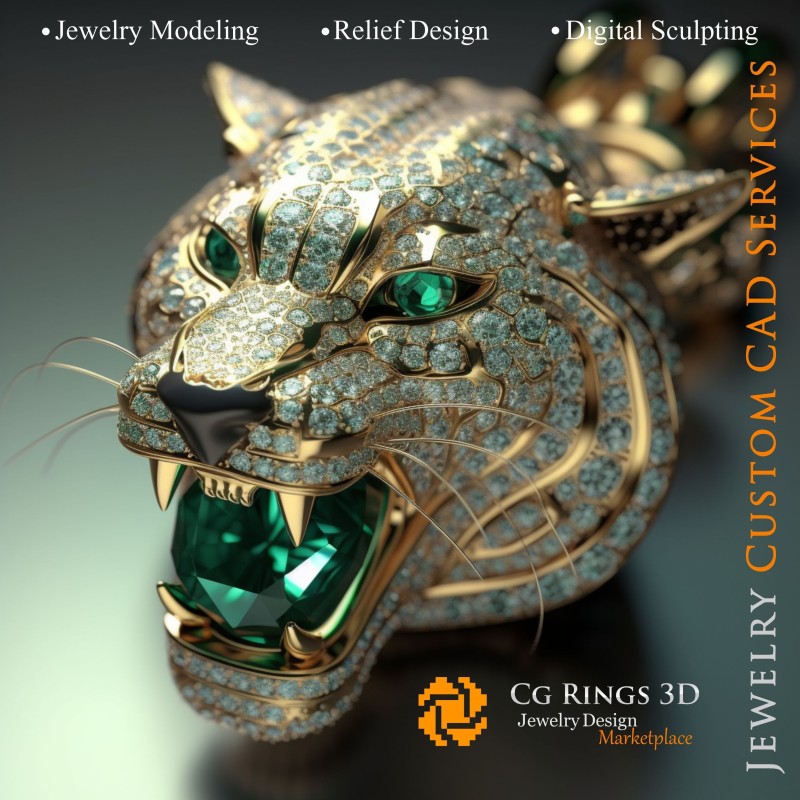 Colgante Puma - Joyería CAD 3D Hogar, IA - Joyería CAD 3D, IA - Colgantes CAD 3D