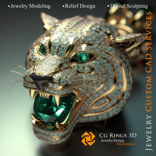 Anhänger Puma - Schmuck 3D-CAD Zuhause, KI - Schmuck 3D-CAD, KI - Anhänger 3D-CAD