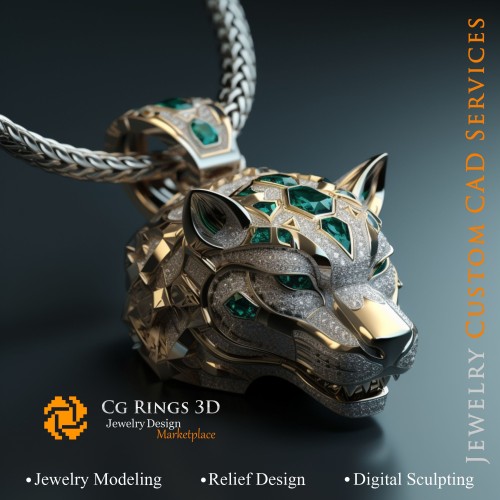 Colgante Puma - Joyería CAD 3D Hogar, IA - Joyería CAD 3D, IA - Colgantes CAD 3D