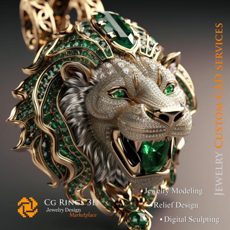 Pendente Leone - Gioielli 3D CAD Home, AI - Gioielli 3D CAD, AI - Pendenti 3D CAD