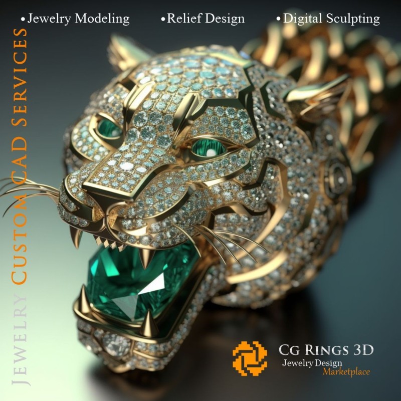 Colgante Tigre - CAD 3D de Joyería, IA - CAD 3D de Joyería, IA - Colgantes CAD 3D