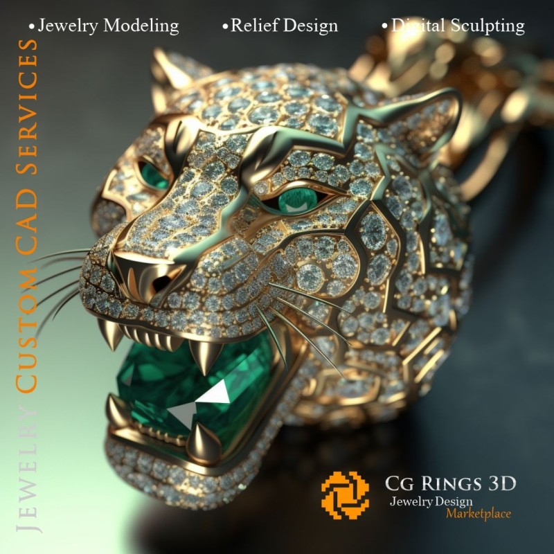 Anhänger Tiger - Schmuck 3D-CAD Home, KI - Schmuck 3D-CAD, KI - Anhänger 3D-CAD