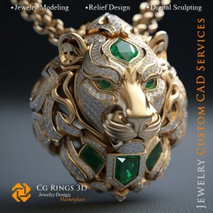 Anhänger Löwe - Schmuck 3D-CAD Zuhause, KI - Schmuck 3D-CAD, KI - Anhänger 3D-CAD
