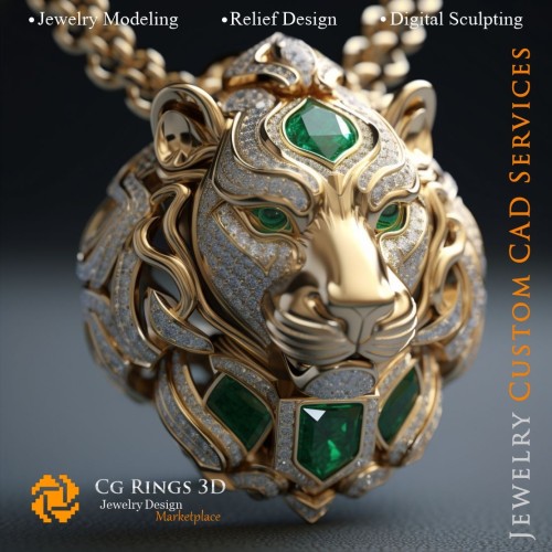 Colgante León - CAD 3D de Joyería Hogar, IA - CAD 3D de Joyería, IA - CAD 3D de Colgantes