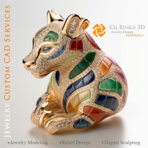 Anhänger Puma - Schmuck 3D-CAD Home, KI - Schmuck 3D-CAD, KI - Anhänger 3D-CAD