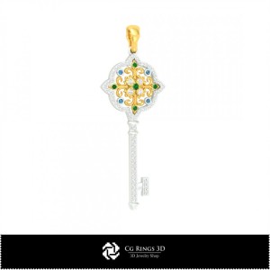 Pendentif clé 3D pour la maison, Bijoux CAO 3D, Pendentifs CAO 3D, Pendentifs diamant 3D 2