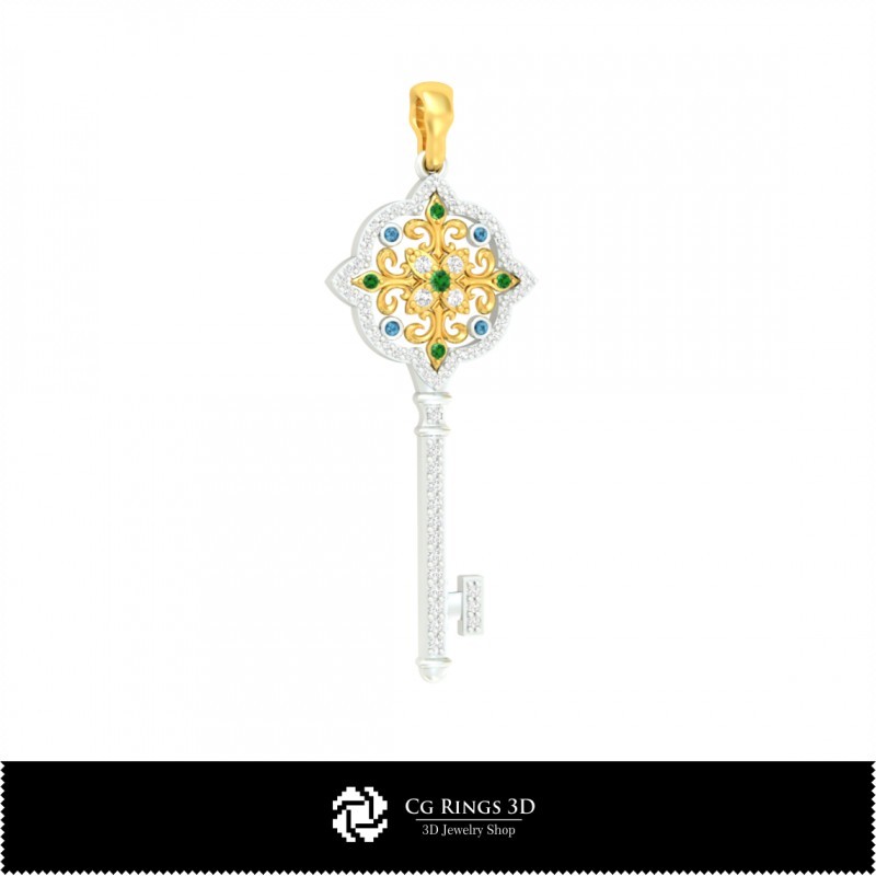 Colgante de llave 3D para el hogar, Joyería CAD 3D, Colgantes CAD 3D, Colgantes de diamante 3D