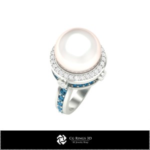 Anillos de perla en CAD 3D para el hogar, Joyería CAD 3D, Anillos CAD 3D 2