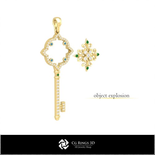 Pendentif clé 3D pour la maison, Bijoux CAO 3D, Pendentifs CAO 3D, Pendentifs diamant 3D