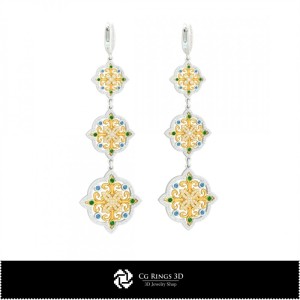 3D-Kronleuchter-Ohrring Zuhause, Schmuck 3D-CAD, Ohrringe 3D-CAD, 3D-Diamant-Ohrringe, 3D-Kronleuchter-Ohrringe 2
