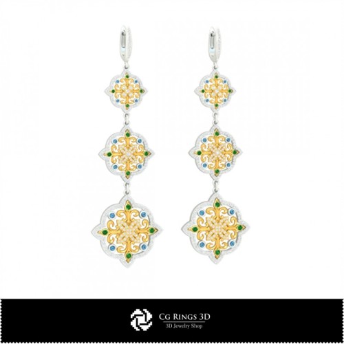 3D-Kronleuchter-Ohrring Zuhause, Schmuck 3D-CAD, Ohrringe 3D-CAD, 3D-Diamant-Ohrringe, 3D-Kronleuchter-Ohrringe