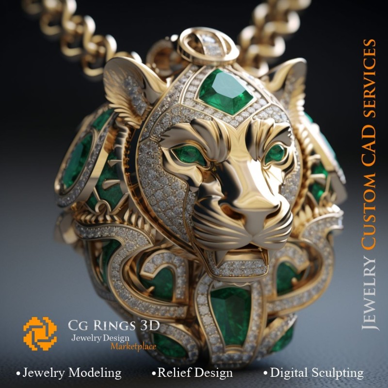 Anhänger Löwe - Schmuck 3D-CAD Zuhause, KI - Schmuck 3D-CAD, KI - Anhänger 3D-CAD