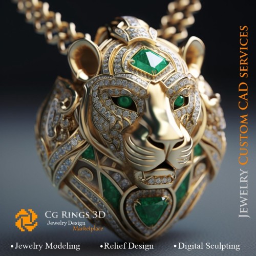 Colgante León - CAD 3D de Joyería, IA - CAD 3D de Joyería, IA - Colgantes CAD 3D