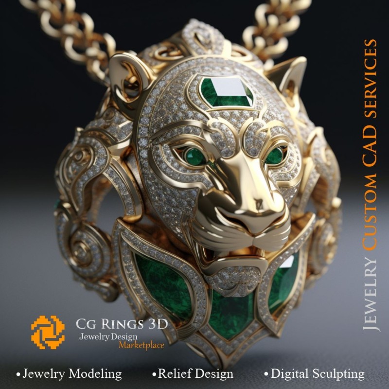 Ciondolo Leone - Gioielli CAD 3D Home, IA - Gioielli CAD 3D, IA - Ciondoli CAD 3D