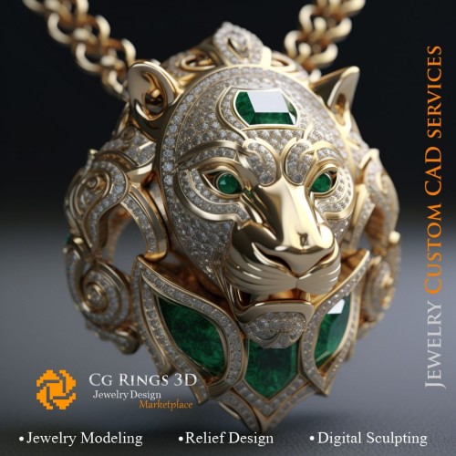 Ciondolo Leone - Gioielli CAD 3D Home, IA - Gioielli CAD 3D, IA - Ciondoli CAD 3D