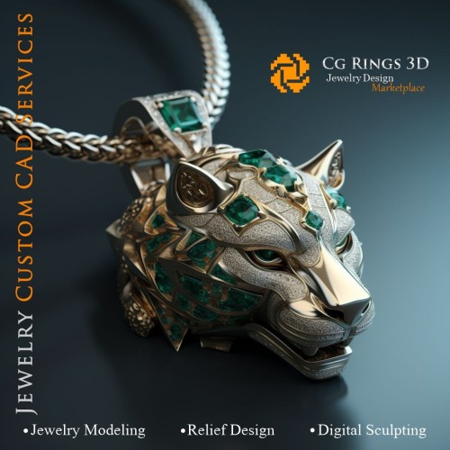 Hund-Anhänger mit Smaragden und Diamanten - Schmuck 3D-CAD Zuhause, KI - Schmuck 3D-CAD, KI - Anhänger 3D-CAD