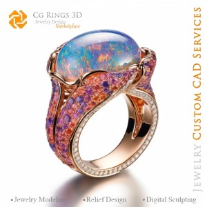 Anello con opale - Gioielleria CAD 3D per la Casa, IA - Gioielleria CAD 3D, IA - Anelli CAD 3D, IA - Gioielleria CAD 3D Melodia