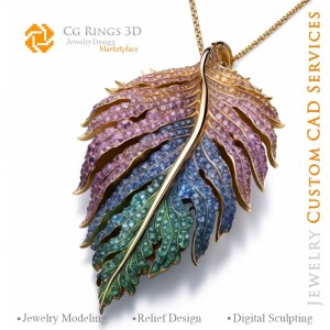 Fern-Anhänger mit Alexandrit - Schmuck 3D-CAD Home, KI - Schmuck 3D-CAD, KI - Anhänger 3D-CAD, KI - 3D-CAD Schmuck, KI - Juwel