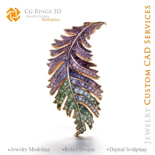 Pendentif Faux-Fougère avec Alexandrite - Bijoux DAO 3D, IA - Bijoux DAO 3D, IA - Pendentifs DAO 3D, IA - DAO 3D Bijoux, IA -