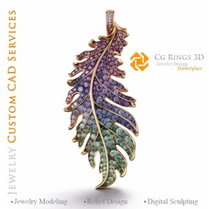 Ciondolo Felce con Alessandrite - Gioielleria CAD 3D Home, IA - Gioielleria CAD 3D, IA - Ciondoli CAD 3D, IA - CAD 3D Gioielli,