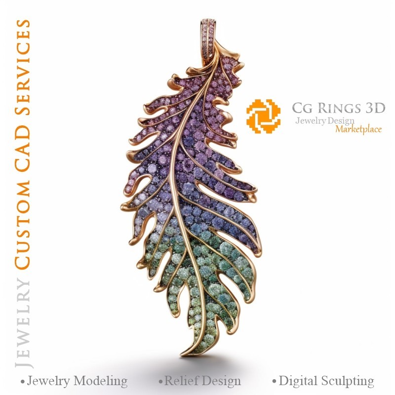 Fern-Anhänger mit Alexandrit - Schmuck 3D-CAD Home, KI - Schmuck 3D-CAD, KI - Anhänger 3D-CAD, KI - 3D-CAD Schmuck, KI - Juwel