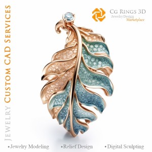 Ciondolo "Felce" con Acquamarina - Gioielli CAD 3D Home, IA - Gioielli CAD 3D, IA - Ciondoli CAD 3D, IA - CAD 3D Gioielleria,