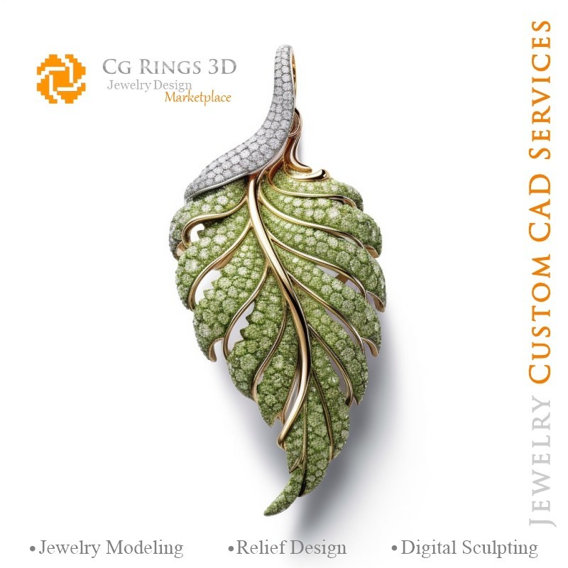 Pendentif Fougère - Bijoux CAO 3D Maison, IA - Bijoux CAO 3D, IA - Pendentifs CAO 3D, IA - CAO 3D Bijoux Mélodie des Couleurs,