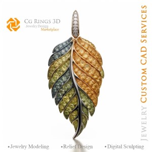 Fern-Anhänger mit Fancy-Color-Diamant - Schmuck 3D-CAD Home, KI - Schmuck 3D-CAD, KI - Anhänger 3D-CAD, KI - 3D-CAD Schmuck Me