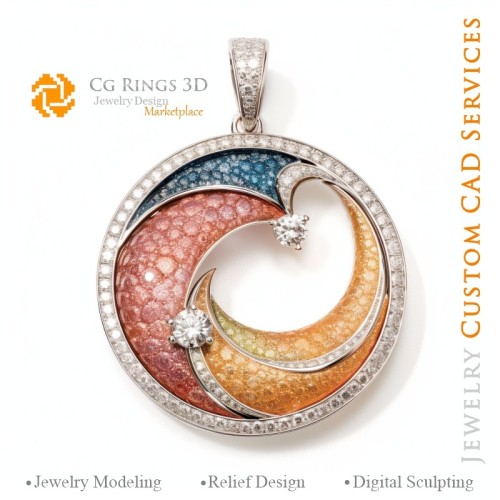 Colgante con diamante de color fancy - CAD 3D de joyería Home, IA - CAD 3D de joyería, IA - CAD 3D de colgantes, IA - CAD 3D