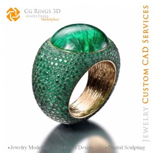 Anello con smeraldo - CAD 3D Gioielleria Casa, AI - CAD 3D Gioielli, AI - Anelli CAD 3D, AI - CAD 3D Gioielli Melodia dei