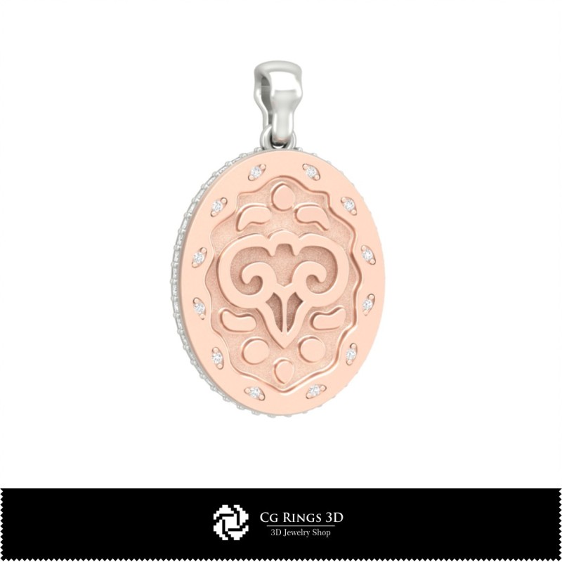 Pendentif 3D Femme Signe du Bélier, Bijoux 3D CAO, Pendentifs 3D CAO, Pendentifs du Zodiaque 3D