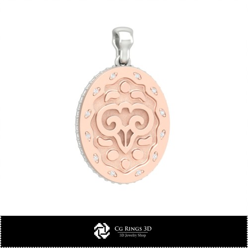 Pendentif 3D Femme Signe du Bélier, Bijoux 3D CAO, Pendentifs 3D CAO, Pendentifs du Zodiaque 3D