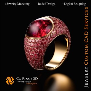 Bague en rubis - CAO 3D Bijoux Accueil, IA - CAO 3D Bijoux, IA - Bagues CAO 3D, IA - CAO 3D Bijoux Mélodie des Couleurs, IA -