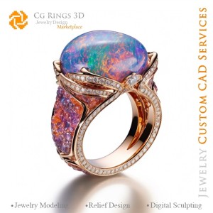 Anello con opale - CAD 3D Gioielli Home, AI - CAD 3D Gioielli, AI - Anelli CAD 3D, AI - CAD 3D Gioielli Melodia di Colori, AI -
