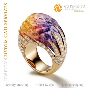 Anello - CAD 3D Gioielleria Casa, AI - CAD 3D Gioielli, AI - Anelli CAD 3D, AI - CAD 3D Gioielli Melodia di Colori, AI - CAD 3D