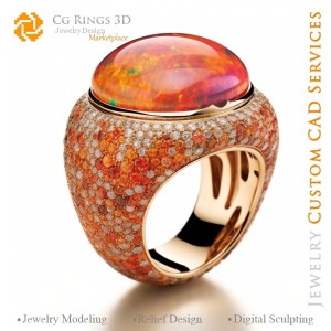 欧泊戒指 - 3D CAD 珠宝主页，AI - 珠宝 3D CAD，AI - 戒指 3D CAD，AI - 颜色旋律 3D CAD，AI - 3D CAD
