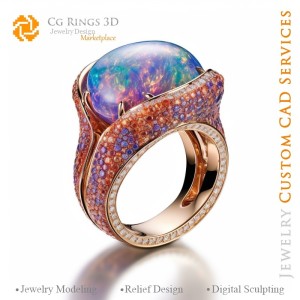 Anello con opale - CAD 3D Gioielleria Home, IA - CAD 3D Gioielli, IA - CAD 3D Anelli, IA - CAD 3D Gioielleria Melodia di