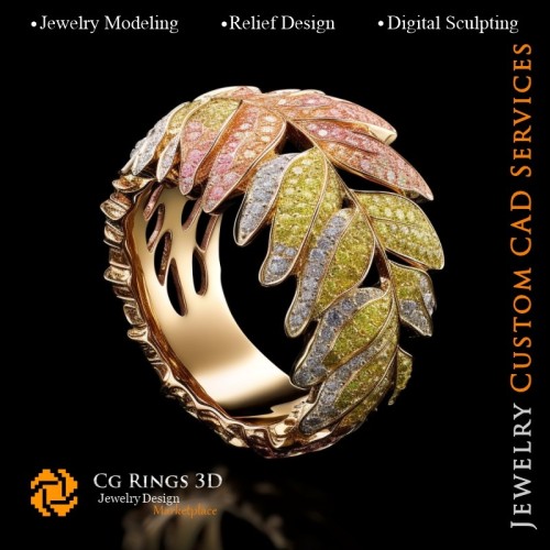 Ring - 3D-CAD-Schmuck Home, KI - Schmuck 3D-CAD, KI - Ringe 3D-CAD, KI - 3D-CAD-Schmuck Melodie der Farben, KI - 3D-CAD-Schmuck