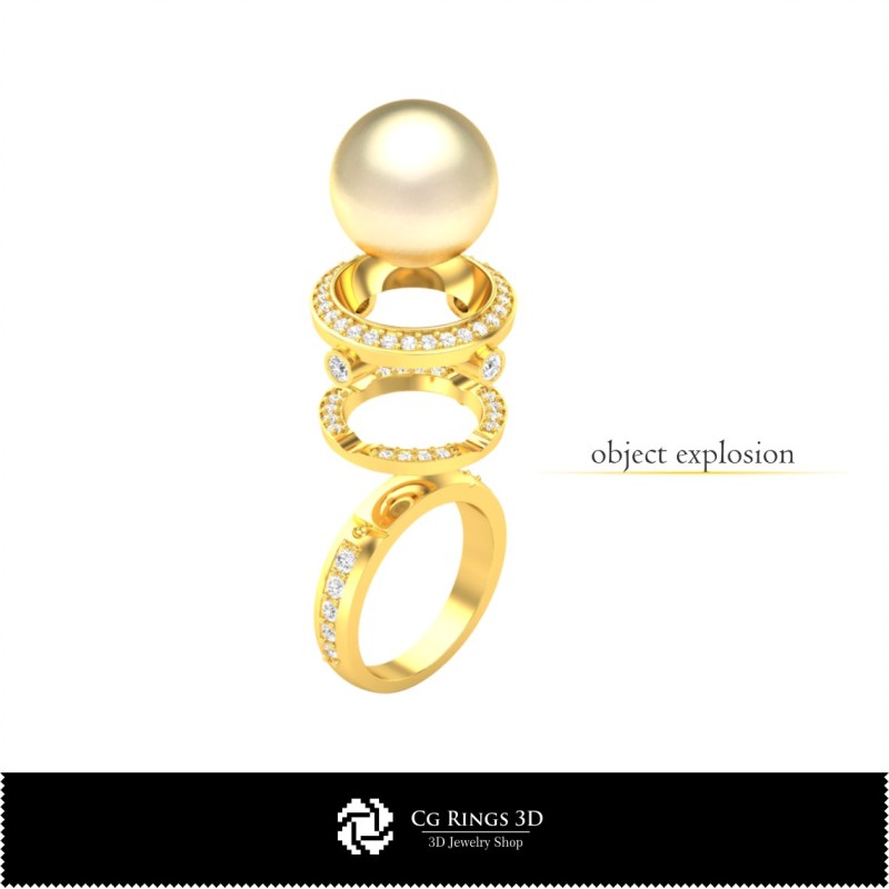 Anelli con Perla in CAD 3D, Gioielli CAD 3D, Anelli CAD 3D