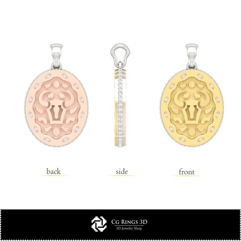 3D Women's Taurus Zodiac Pendant Home, Jewelry 3D CAD, Pendants 3D CAD , 3D Zodiac Pendants