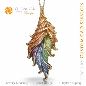 Fern-Anhänger mit Melodie der Farben - 3D-CAD-Schmuck Zuhause, KI - Schmuck 3D-CAD, KI - 3D-CAD-Schmuck Melodie der Farben, KI