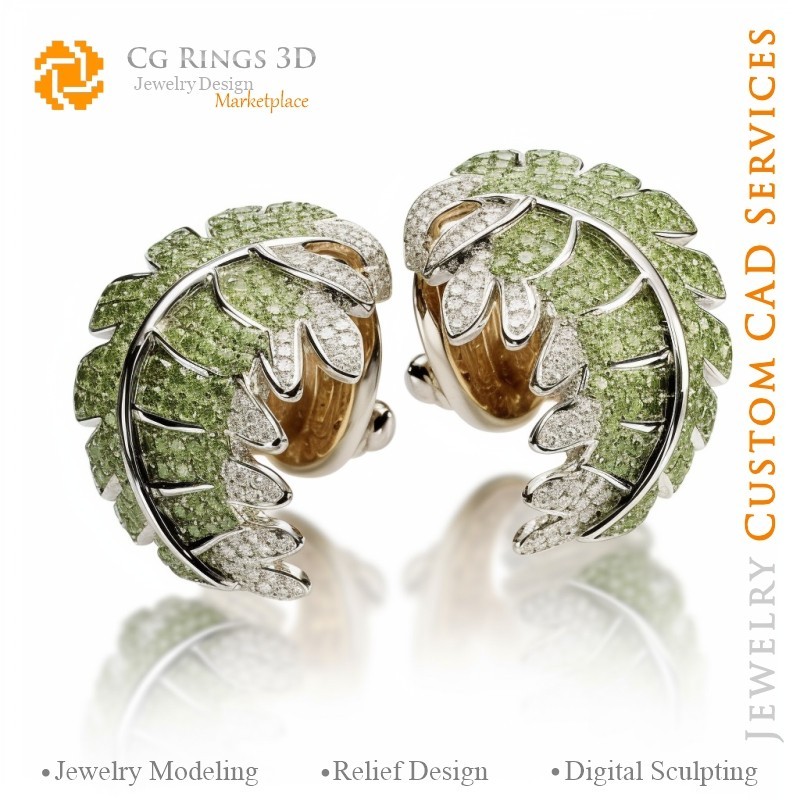 Boutons de manchette Feuille - Bijoux 3D DAO pour la maison, IA - Bijoux 3D DAO, IA - Boutons de manchette 3D DAO, IA - Bijoux