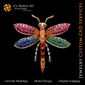 Pendente Libellula con Melodia di Colori - Gioielli 3D CAD per la Casa, AI - Gioielleria 3D CAD, AI - Pendenti 3D CAD, AI -