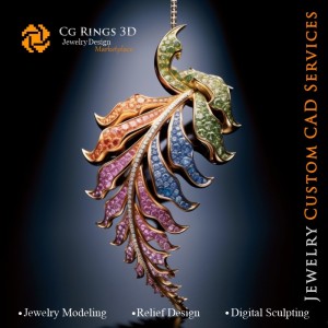 Colgante Helecho con Melodía de Colores - CAD 3D Joyería para el Hogar, IA - Joyería CAD 3D, IA - Colgantes CAD 3D, IA - CAD 3D