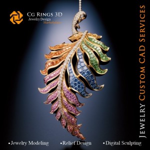 Ciondolo Felce con Melodia di Colori - Gioielleria 3D CAD per la Casa, IA - Gioielli 3D CAD, IA - Ciondoli 3D CAD, IA -