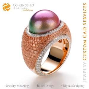 珍珠戒指 - 3D CAD 珠宝首页，AI - 珠宝 3D CAD，AI - 戒指 3D CAD，AI - 3D CAD 珠宝《色彩旋律》，AI - 3D