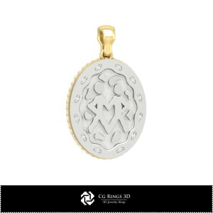 Pendentif Gémeaux 3D pour Femme, Bijoux CAO 3D, Pendentifs CAO 3D, Pendentifs du Zodiaque 3D 2